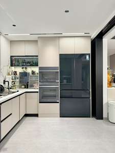 Armoires de cuisine encastrées de luxe en tons gris avec appareils intégrés pour les projets de rénovation de cuisine de villa moderne - Product Image 6