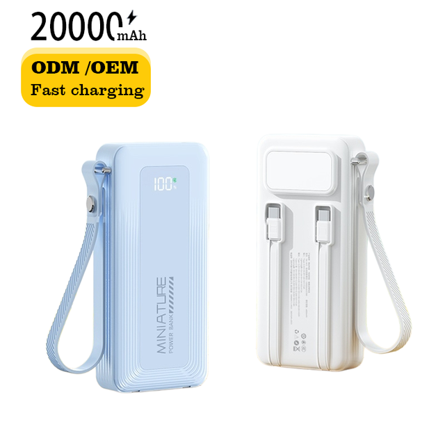 OEM/ODM Super Fast Charging PD 45W Built-in Cable Portable Phone Mobile Charger Power Bank 20000mah Mini Power Bank for Laptop