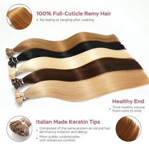 للبيع بالجملة طرف مسطح من الكيراتين الايطالي مسبق اللصق مع رأس مزدوج ريمي طرف على شكل حرف U طرف I طرف إطالة الشعر - Product Image 4