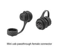 Connecteur mini USB femelle à baïonnette Lshitech IP67 étanche M20.8mm pour applications industrielles et automobiles