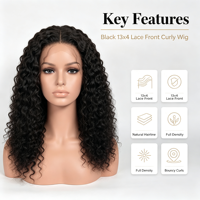 Perruque Lace Front Transparente 13x4 Cheveux Humains Bouclés Profonds Pré-Pluckés, Ligne de Cheveux Naturelle, Perruques en Dentelle Durables, Vente en Gros pour le Marché Américain