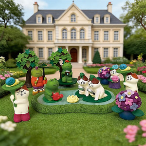 Décorations de bureau en forme de grenouille et de chat de dessin animé - Objets décoratifs de bureau peints à la main - Articles de décoration pour la maison et le bureau - Product Image 1
