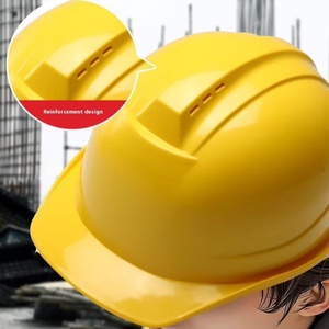 Casque de sécurité jaune de type V, 6 points de suspension, non rainuré, pour la construction - Product Image 5