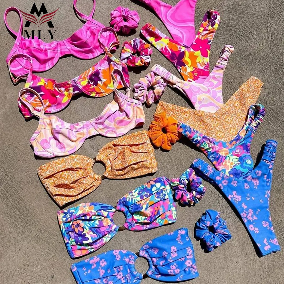 Customized Swimsuit Women OEM Swimsuit Hot Sale Custom Print Swimming Suits Backless Two Piece Bikini