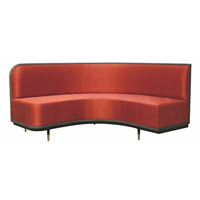 Canapé banquette incurvé commercial moderne, assise en arc, mousse haute densité écologique, pieds en métal, personnalisable pour restaurant et hôtel