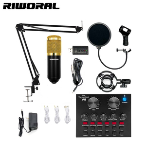 Kit de Karaoke profesional V8 <span class=keywords><strong>MAX</strong></span>, juego de tarjeta de sonido de Audio inalámbrico V8, micrófono condensador con cancelación de ruido para transmisión en vivo de Metal - Product Image 2