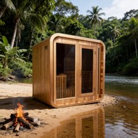 Mini sauna familial avec poêle électrique 3 kW, vapeur humide, pour appartement, panneau de commande intelligent, en bois de sapin Hemlock