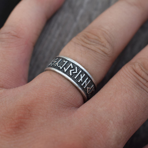 Bague Viking Sanlan avec <span class=keywords><strong>Runes</strong></span> Nordiques et Significations – Bijou Runic Tendance - Product Image 4