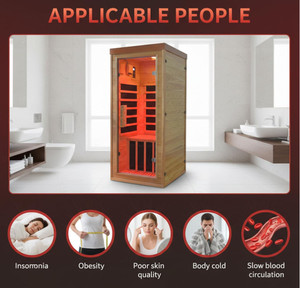 <span class=keywords><strong>Sauna</strong></span> infrarouge de haute qualité pour 1 personne, 1300W, 110V, intérieur, en bois, avec thérapie par lumière rouge - Product Image 6