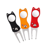 Outil de réparation de divots de golf, marqueur de balle avec bouton escamotable, en alliage de zinc durable, finition émail souple, portable et antidérapant