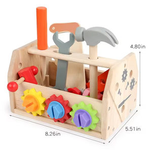 Ensemble de jeu de charpentier en bois pour enfants, boîte à outils éducative <span class=keywords><strong>avec</strong></span> vis et écrous assortis, kit de construction pour <span class=keywords><strong>les</strong></span> enfants d'âge préscolaire - Product Image 1