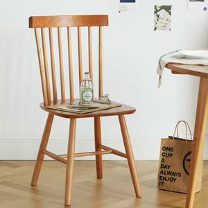 Silla Windsor de Madera Maciza de Cerezo, Silla de Comedor Estable de Estilo Nórdico Moderno, Muebles para el Hogar - Product Image 1