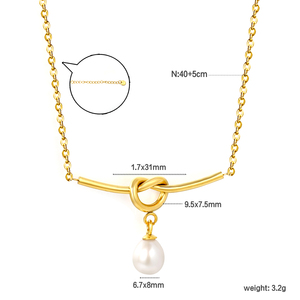 ASON WHOLESALE Collar con Colgante de Acero Inoxidable Chapado en Oro de 18K con Ojo de Tigre y Perla de Imitación para Mujer - Product Image 5