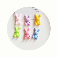 Cabujones de resina de conejo de orejas largas con parte trasera plana al por mayor para álbumes de recortes, joyería, manualidades DIY, decoración de fundas de teléfono y accesorios para slime