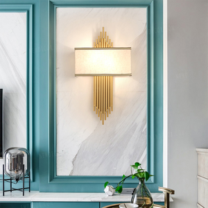 Applique murale <span class=keywords><strong>LED</strong></span> moderne en métal doré, bande de tissu décorative en fer pour couloirs d'hôtel et salon, lumière blanche chaude - Product Image 2
