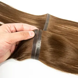 12A Double drawn blonde Russian remy human virgin seamless xo invisible weft invisibility PU skin weft extension with holes