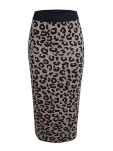 Leopard Print Slight Stretch <b>Winter</b> <b>Midi</b> Pencil <b>Skirt</b> High Waist Polyester Casual Custom - Product Image 2