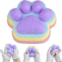 Fufu Big Cat Paw Plush Squishy Toy 5 Inch Sticky Rainbow Slow Rising Cute Fidget Sensory Stress Relief Anxiety ADHD Gift Ages