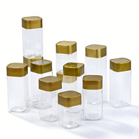 Conteneur en plastique PET de qualité alimentaire personnalisé avec couvercle à vis, 200 ml, bocaux de stockage alimentaire, bocaux carrés pour aliments secs, noix, thé, en-cas