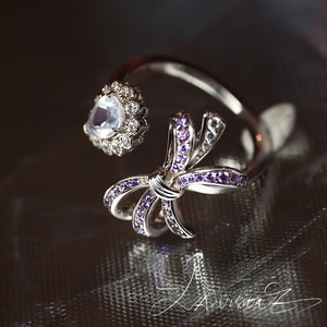 Otherworld Series Vintage Women's Anniversary HK 925 Silver Inlaid Amethyst Cubic Zirconia Gemstone <b>Ring</b> - Product Image 1