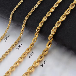 Rantai tali 3 MM baja tahan karat Uomo Oro massicio Acciaio inossitabile colana a Corda Ritorta 3mm - Product Image 4