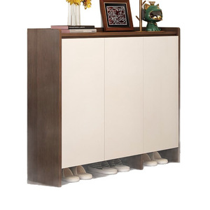Meuble à chaussures pliable moderne et professionnel, finition mélamine bois durable, poignées dissimulées, design modulaire pour hall d'hôtel et usage domestique - Product Image 3