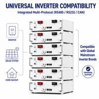 Batterie LiFePO4 professionnelle Emc Un38.3, empilable, 5,12 kWh, 51,2 V, 100 Ah, communication CAN, stockage d'énergie solaire hybride pour réseau