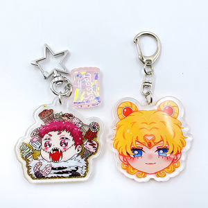 Portachiavi in Plastica Olografica con Cartone Animato, Ciondolo Glitterato in Acrilico, Portachiavi Personalizzato, Ciondoli in Acrilico, Portachiavi in Acrilico con Resina Trasparente - Product Image 2
