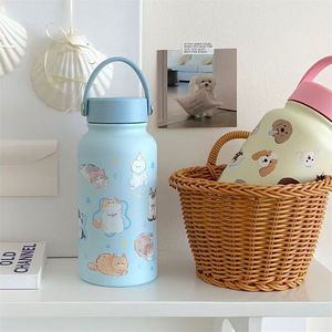 Bouteille d'eau isotherme en acier inoxydable pour enfants, 600 ml, avec poignée, motif mignon, <span class=keywords><strong>thermos</strong></span> pour l'école, les voyages et les sports - Product Image 2