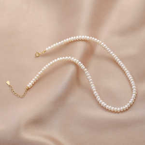 Collar de Perlas de Agua Dulce Naturales WENCHI para Mujer, Plata 925, Diseño Versátil, Ligero y de Lujo, Simple y Moderno, Longitud a la Clavícula - Product Image 3