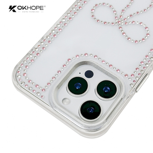 OKHOPE custodia per telefono con strass trasparente con anello magnetico, motivo a cuore sorridente - Product Image 6