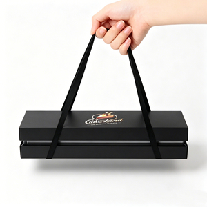 Boîte cadeau personnalisable écologique avec couvercle doublé d'éponge, base et ruban, emballage en carton de luxe, logo personnalisé pour gâteau tiramisu, dessert - Product Image 1