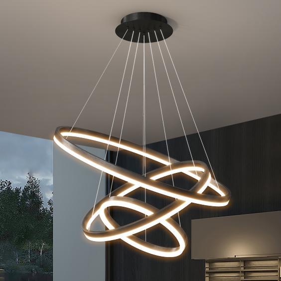 LED Chandeliers  Gold Modern Contemporary  Black Metal Chrome Minimalist Luxury Ring Dining Room  Chandelier