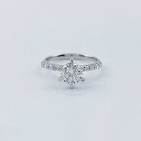 Bague de fiançailles classique à 6 griffes en diamant de laboratoire, or blanc 18 carats, pour femme, bijoux fins, best-seller