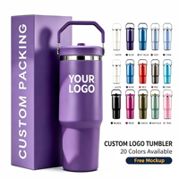 Gobelet isotherme personnalisé OEM/ODM avec poignée et paille rabattable, vente en gros, en acier inoxydable à double paroi, tasse de voyage isolée sous vide