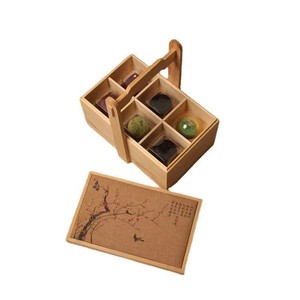 Caja de Regalo de Madera Rectangular de Pino Hecha a Mano con Múltiples Compartimentos para Regalos de Comida, Año Nuevo Chino - Product Image 5