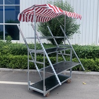 Chariot à fleurs danois à quatre roues avec étagères réglables, chariot à plantes OEM pour serre, pépinière et usage agricole