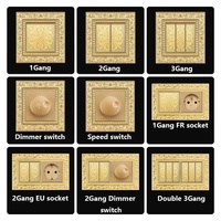 Interrupteur mural de luxe baroque pour hôtel familial, motif doré, prise européenne, standard universel UE FR UK US