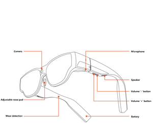 Lunettes intelligentes de réalité augmentée (RA) avec affichage virtuel binoculaire, IA de traduction et navigation - Product Image 6