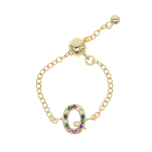 Tiny Chain Custom Made Alphabet <strong>Rings</strong> A-Z Initial <strong>Name</strong> <strong>Ring</strong> Charm Jewelry New Adjust <strong>Ring</strong> for Girl Women Rainbow Jewelry - Product Image 5