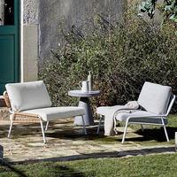 Fauteuil simple en rotin nordique pour extérieur, balcon, salon, avec dossier en cannage tressé et coussin d'assise pour intérieur, salon, patio