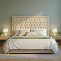 Maßgefertigtes Neues Apartment-Hotel-Bett-Kopfteil mit Klassischem Design, Kingsize-Stoff-Kopfteil mit Knopfverzierung