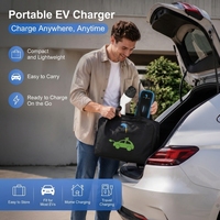 Nouveau chargeur EV portable 7KW 32A Type 2 Niveau 2, courant réglable, IP65, gaine en TPU, écran LCD 1,8 pouces, prise CEE, charge rapide mobile pour voiture