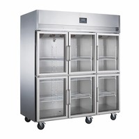 -5~5 ℃   Réfrigérateur vertical commercial à 6 portes solides avec refroidissement statique