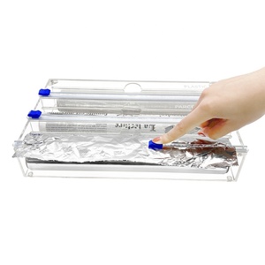 OEM personalizado transparente acrílico rectángulo cocina plástico envoltura dispensador de papel de aluminio cortador de papel de aluminio con embalaje de cartón - Product Image 6