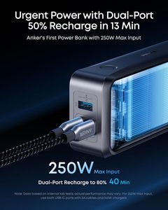 ANKER A110A Nouvelle Arrivée Prime Power Bank 26250mAh 300W Chargeur Portable 3 Ports Charge Rapide pour Ordinateur Portable Téléphone Mobile A110A 300W - Product Image 5
