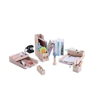 Caja de suministros de madera para oficina y hogar, organizador de archivos de escritorio, juego de 12 unidades