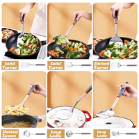 Juego de 19 Utensilios de Cocina de Acero Inoxidable; Juego de Utensilios de Cocina de Acero Inoxidable para Servir
