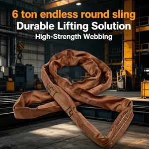 Eslinga Plana Reforzada Resistente a Pinchazos de 6 Toneladas con Bucle Integrado, Certificación CE, para Levantamiento de Componentes Pesados en Talleres Térmicos - Product Image 3