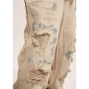 Pantalon en jean déchiré personnalisé AeeDenim pantalon en jean droit <span class=keywords><strong>kaki</strong></span> baggy original personnalisé pour hommes jean large baggy pour hommes - Product Image 4
